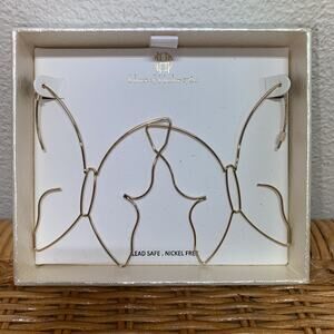 HOUSE OF HARLOW 1960 Large Gold Tone Silhouette Butterfly Earrings Thin New